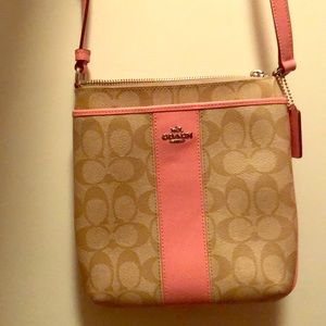 Coach Pink and Tan cross-body purse